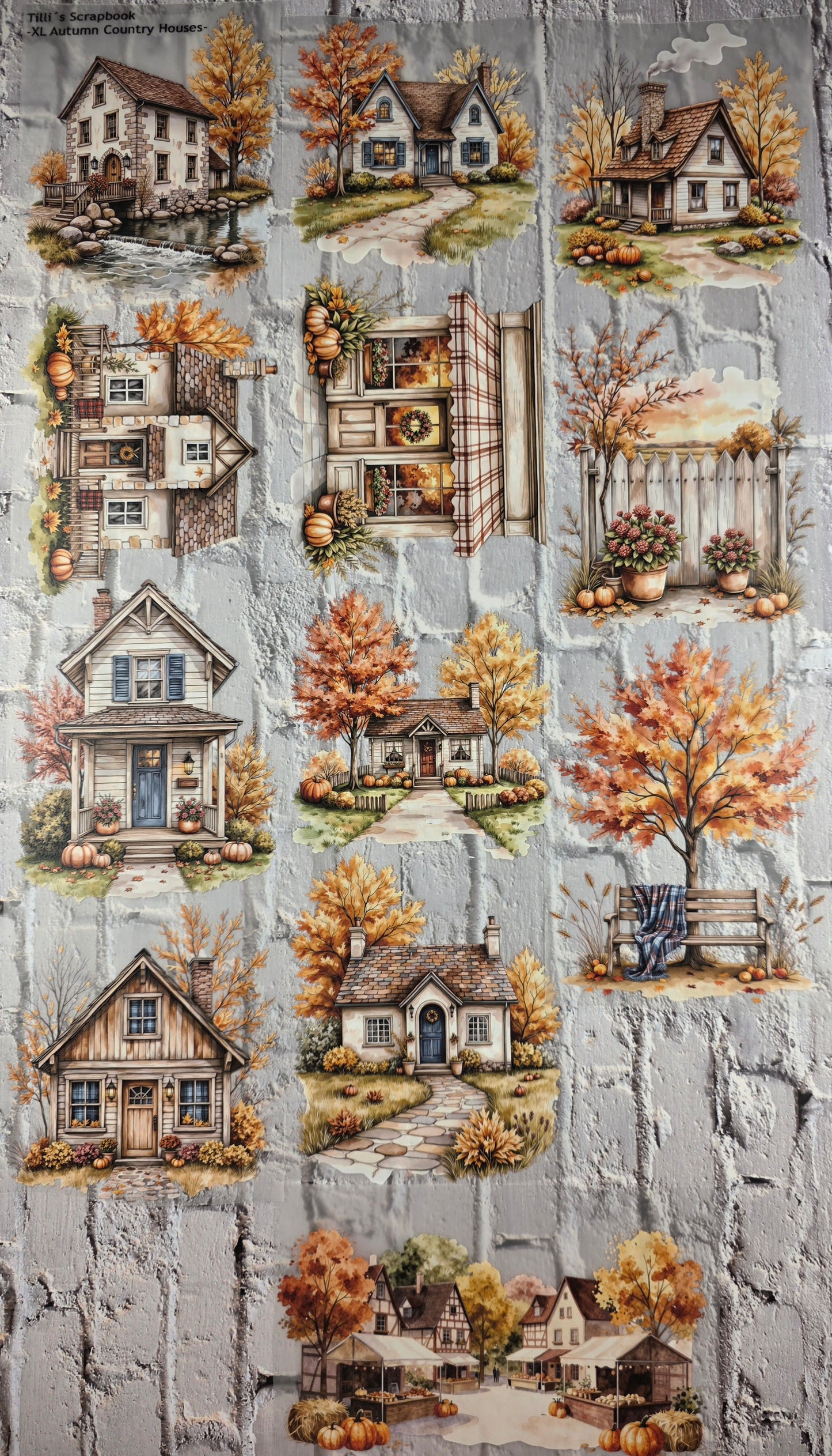 PET Tape XL 3D Stickerband Autumn Country Houses 12cm x 1,50m