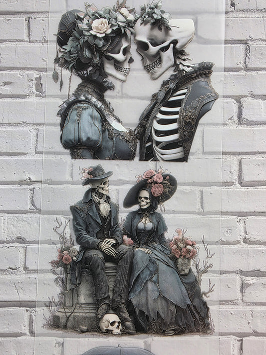 PET Tape matt 3D Stickerband Gothic Skeleton Couple 7cm x 1,50m