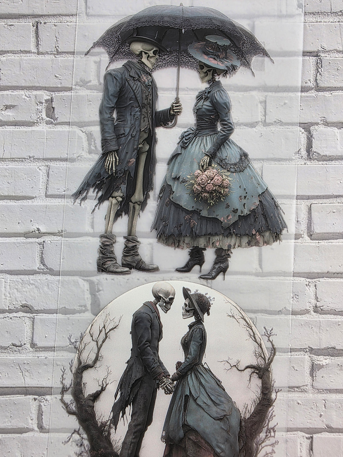 PET Tape matt 3D Stickerband Gothic Skeleton Couple 7cm x 1,50m
