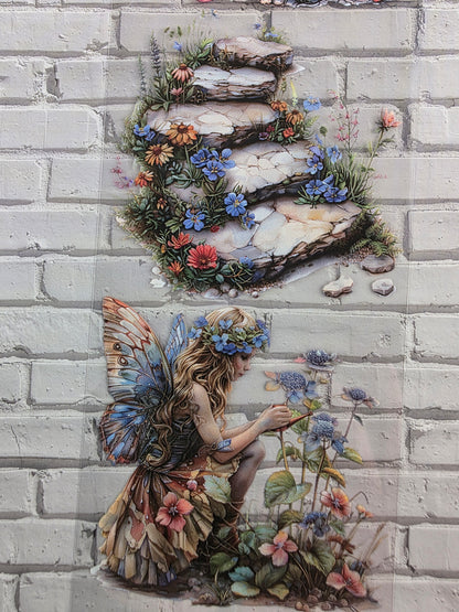 PET Tape clear 3D Stickerband Garden Fairies 7cm x 2,00m