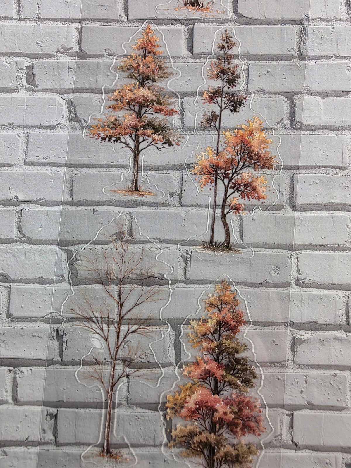 PET Tape clear PRE-CUT 3D Stickerband Autumn Trees 7cm x 2,00m