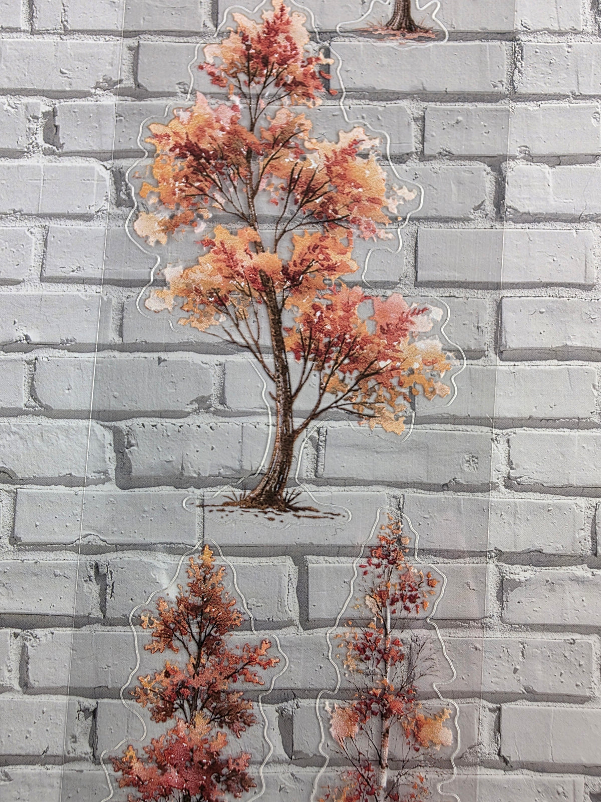 PET Tape clear PRE-CUT 3D Stickerband Autumn Trees 7cm x 2,00m