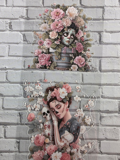 PET Tape clear PRE-CUT 3D Stickerband Flower Zombie 7cm x 2,00m