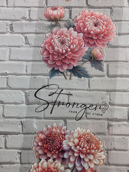 PET Tape clear PRE-CUT 3D Stickerband Chrysantheme & Quotes 7cm x 2,00m