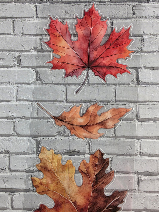 PET Tape clear PRE-CUT 3D Stickerband Autumn Leaves 7cm x 2,00m