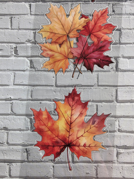 PET Tape clear PRE-CUT 3D Stickerband Autumn Leaves 7cm x 2,00m