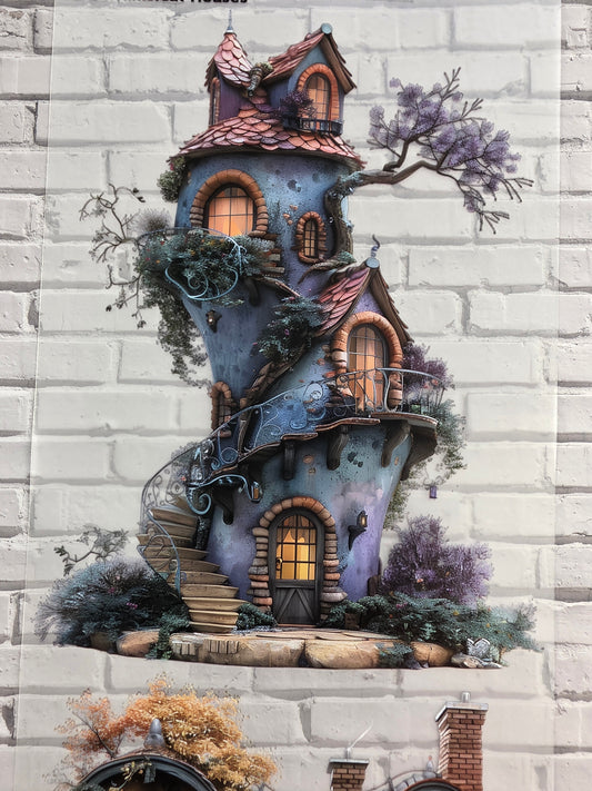 XL PET Tape matt 3D Stickerband Whimsical Houses 12cm x 1,50m