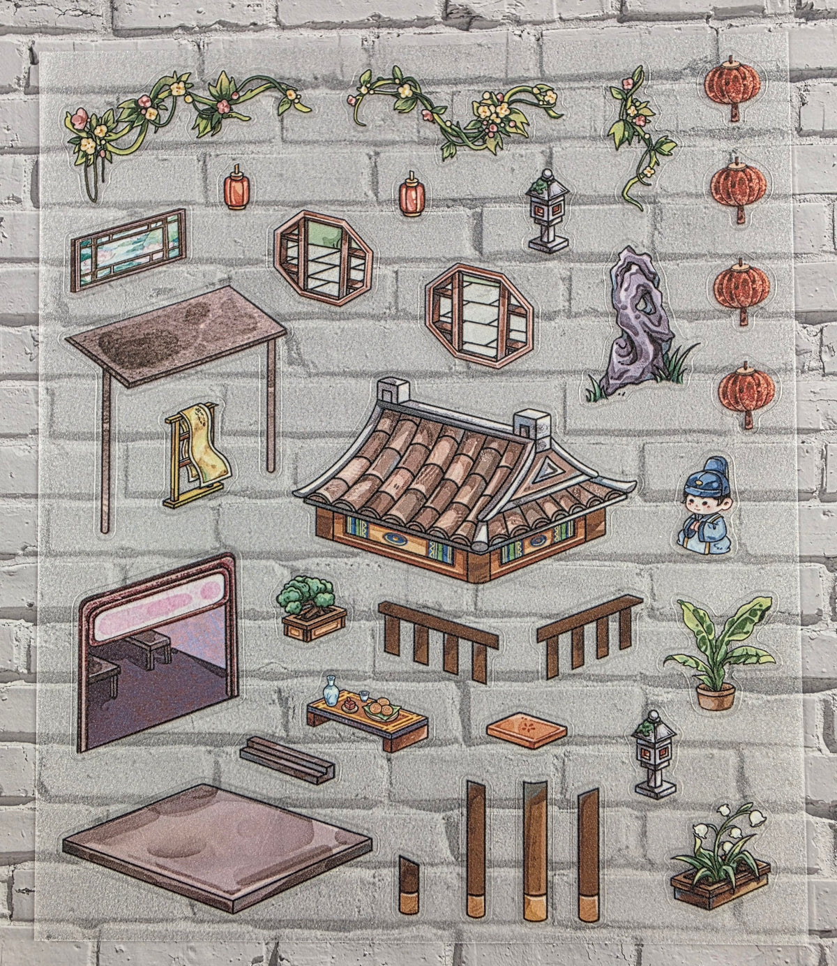 3D Scene Sticker "Alter Innenhof" Deco DIY
