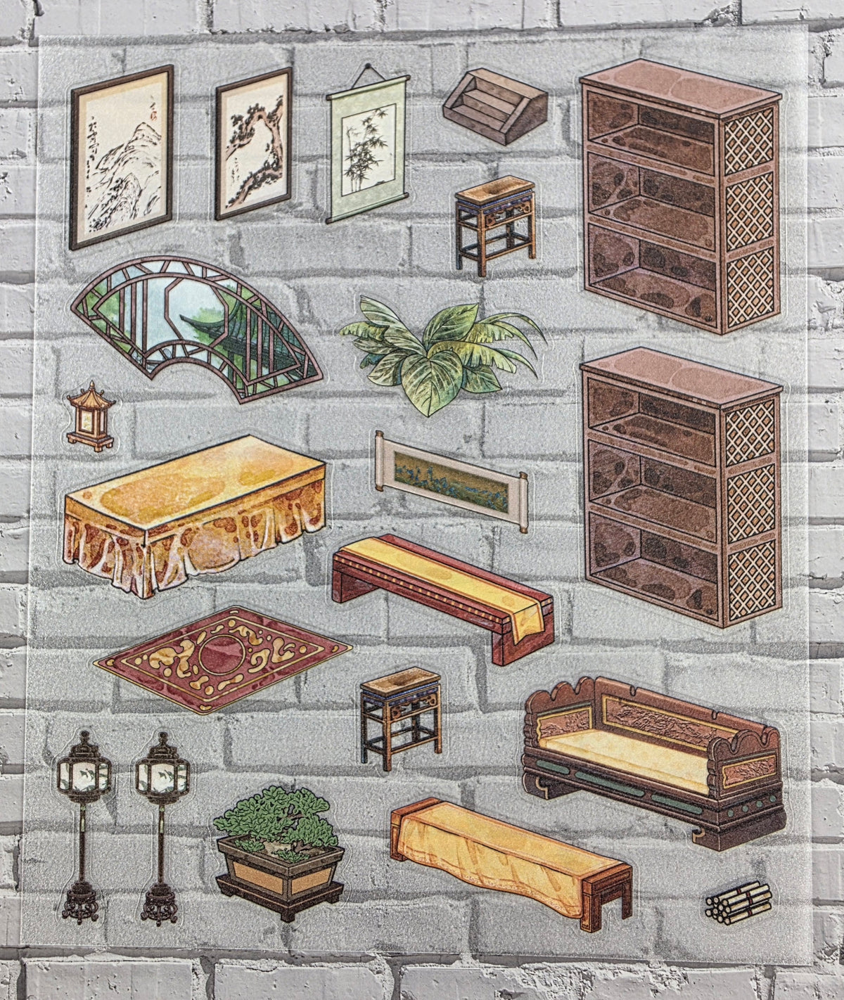 3D Scene Sticker "Alter Innenhof" Deco DIY