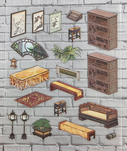 3D Scene Sticker "Alter Innenhof" Deco DIY
