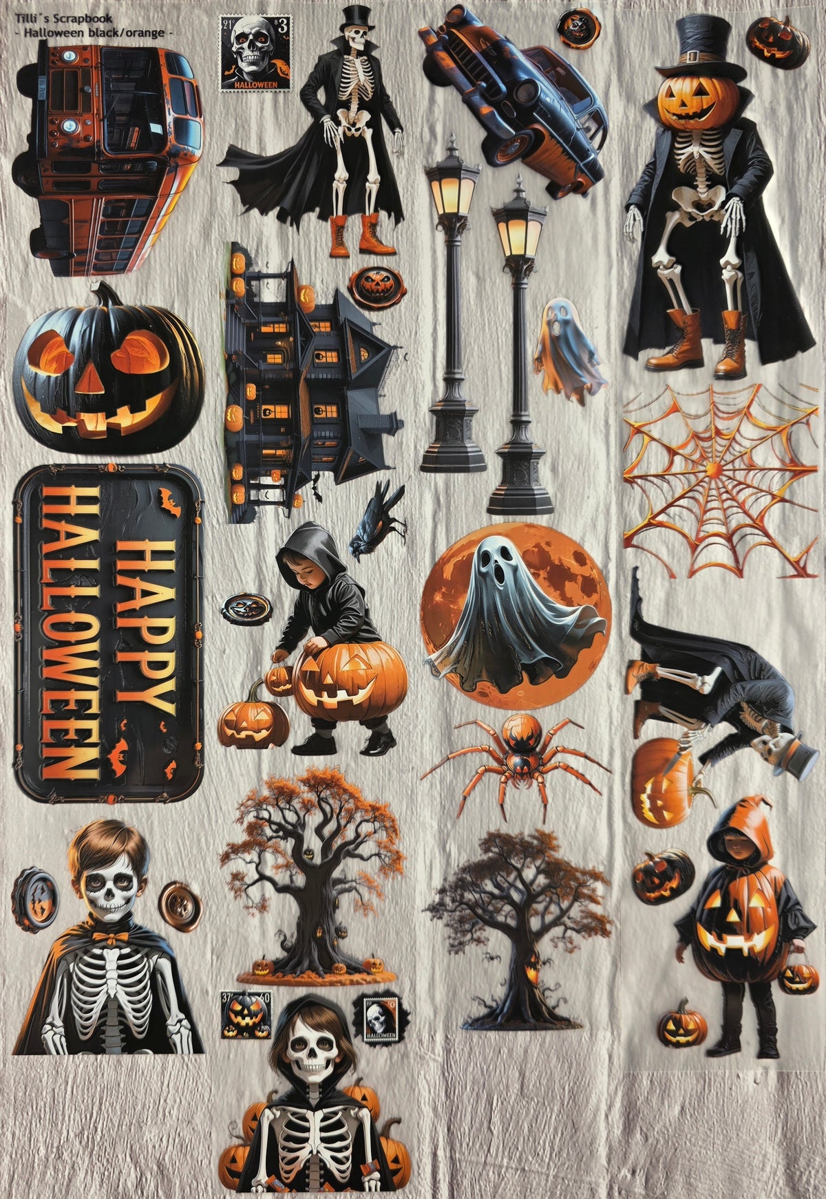 PET Tape Sticker Halloween orange/black 7cm x 1.50m