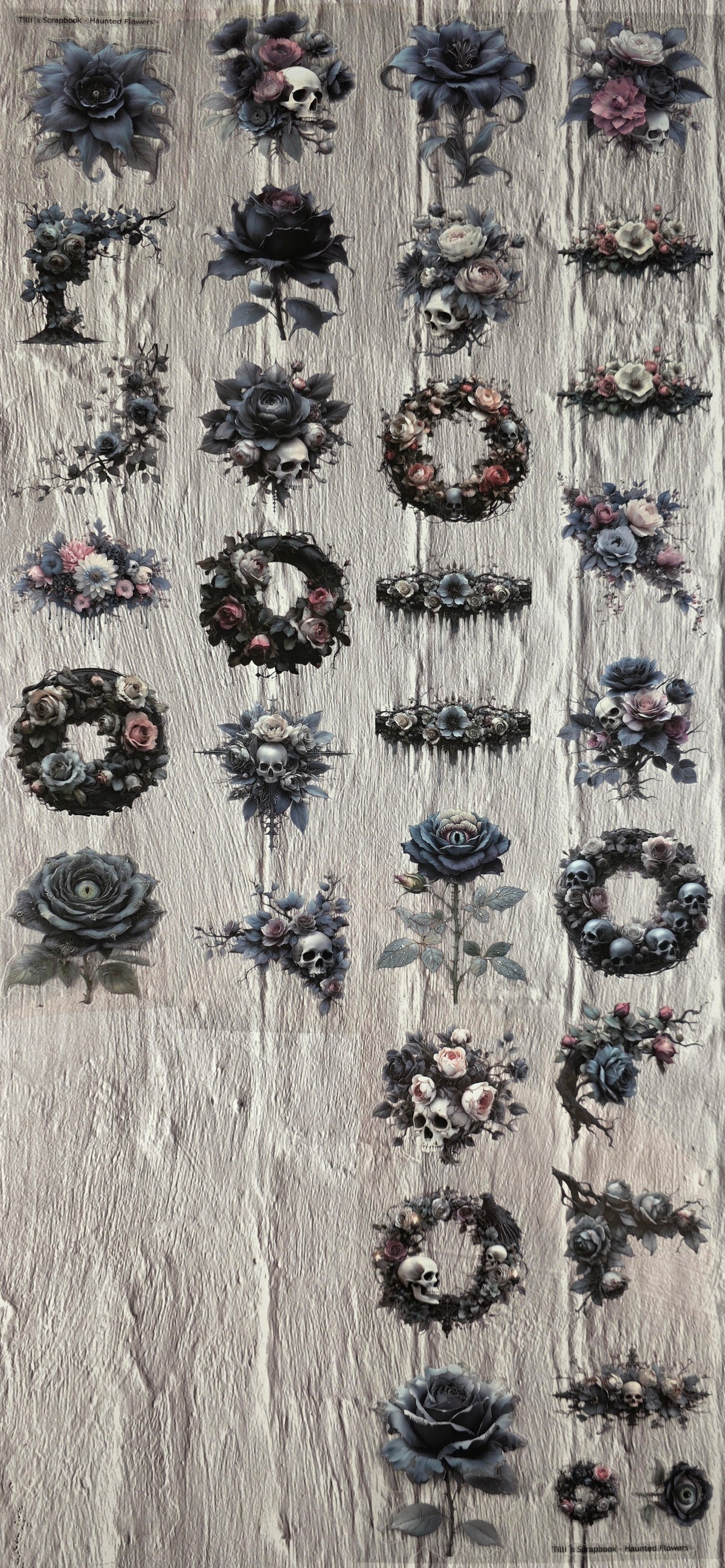 PET Tape clear PRE-CUT 3D Stickerband Haunted Flowers 7cm x 2,00m