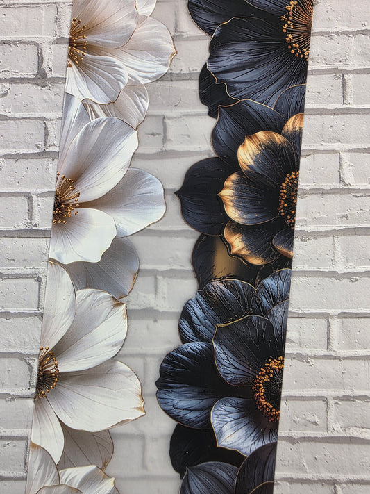 PET Tape matt 3D Stickerband Flower Border Black & White 7cm x 1,50m