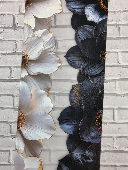 PET Tape matt 3D Stickerband Flower Border Black & White 7cm x 1,50m
