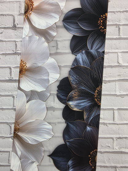 PET Tape matt 3D Stickerband Flower Border Black & White 7cm x 1,50m
