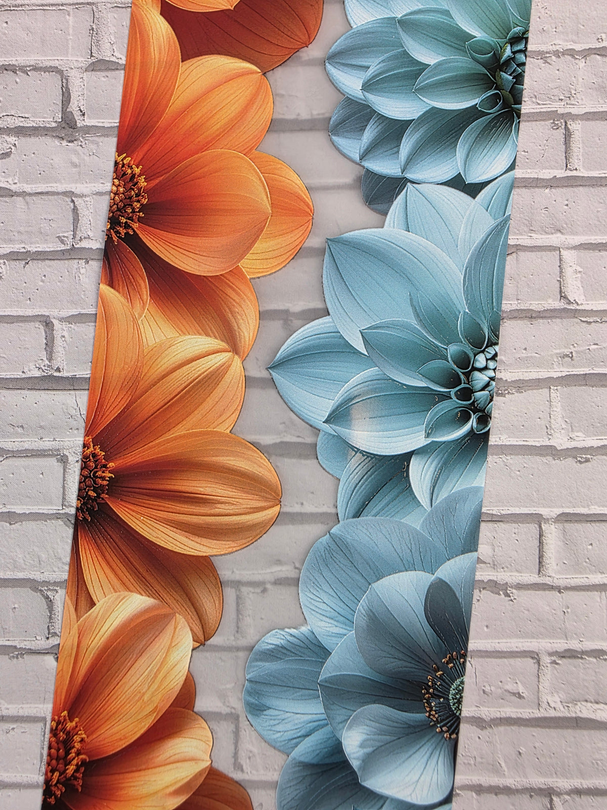 PET Tape matt 3D Stickerband Flower Border Orange & Turquoise 7cm x 1,50m