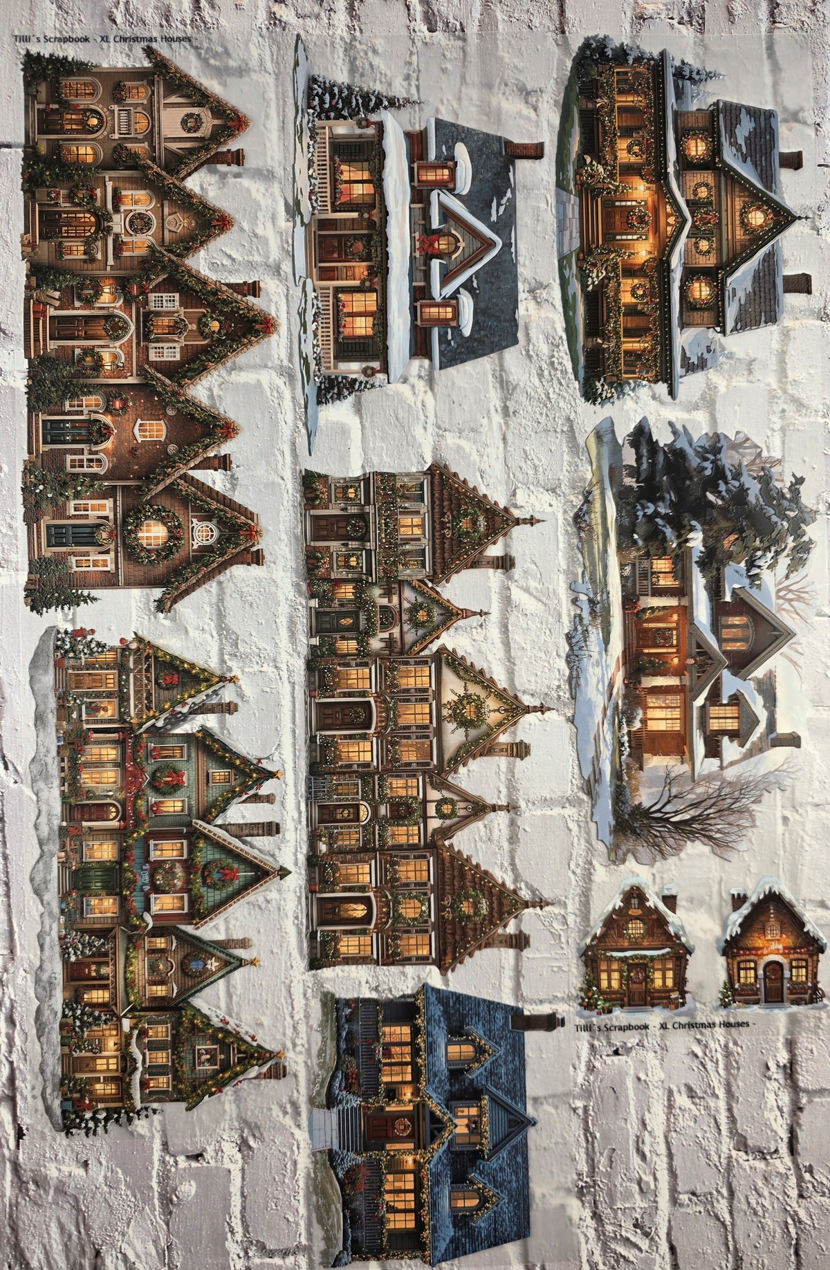 XL PET Tape matt 3D Stickerband Christmas Houses 12cm x 1,50m