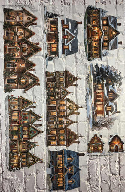 XL PET Tape matt 3D Stickerband Christmas Houses 12cm x 1,50m