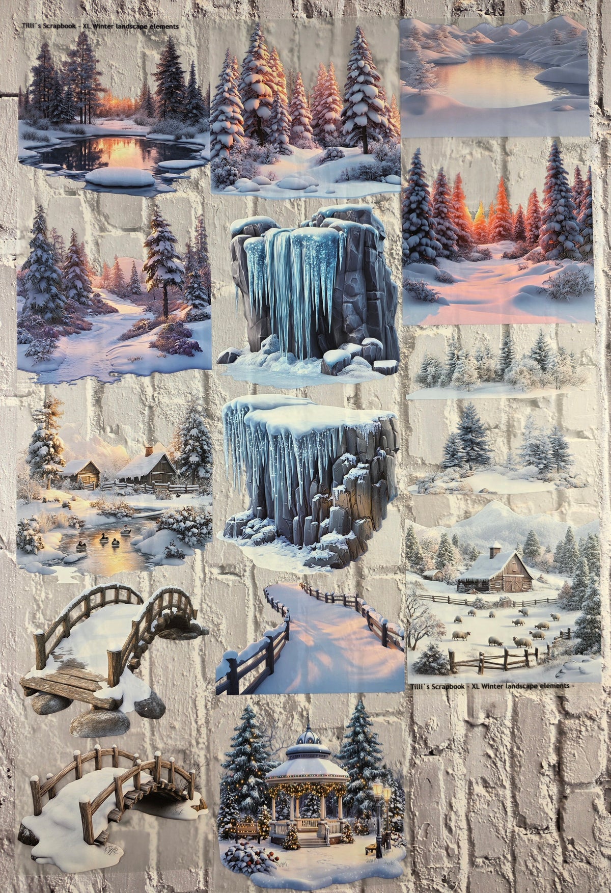 XL PET Tape matt 3D Stickerband Winter Landscape Elements 12cm x 1,50m