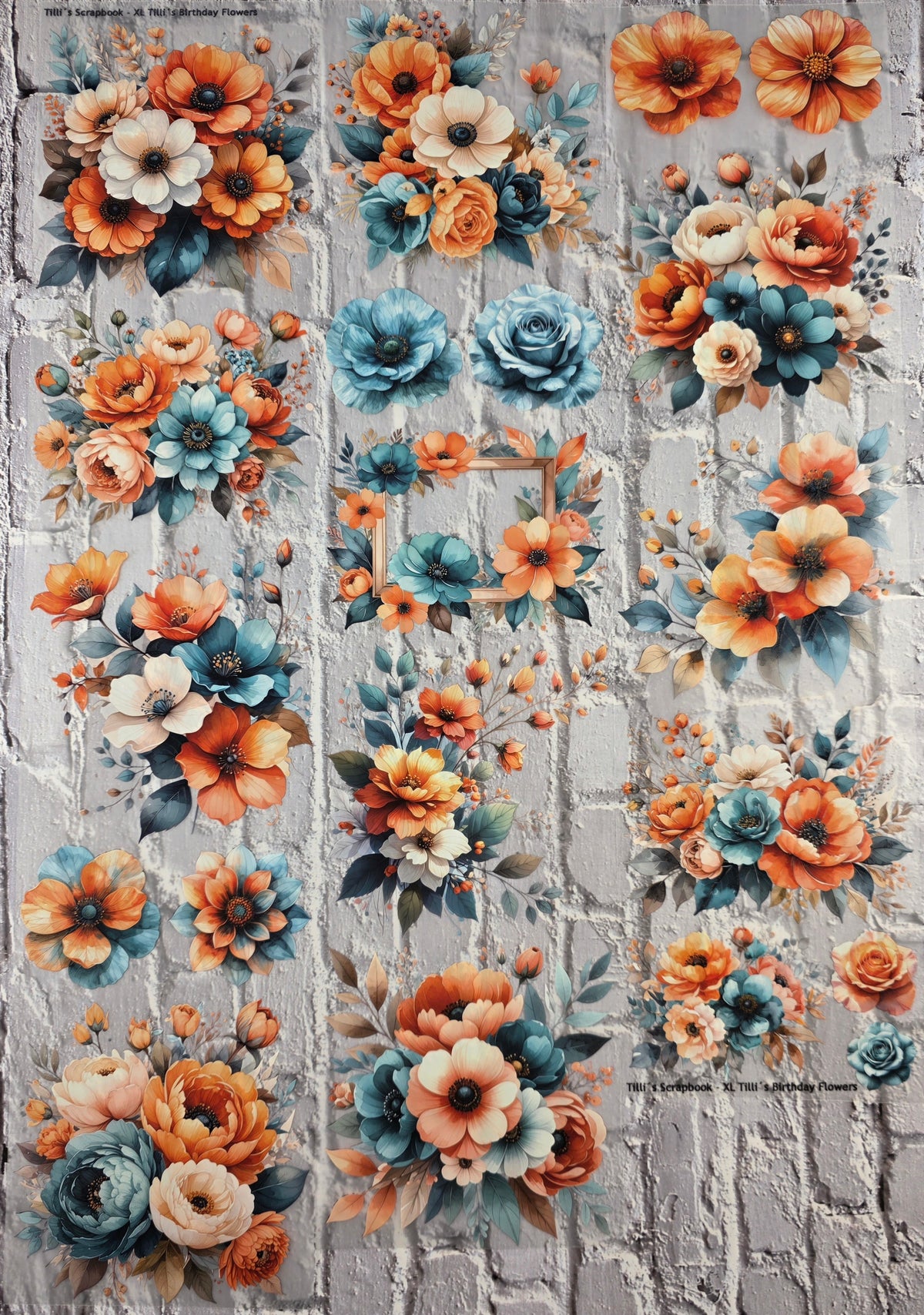 XL PET Tape matt 3D Stickerband Tilli´s Birthday Flowers 12cm x 1,50m
