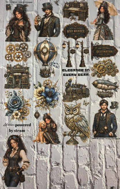 PET Tape matt 3D Stickerband Victorian Steampunk 7cm x 1,50m