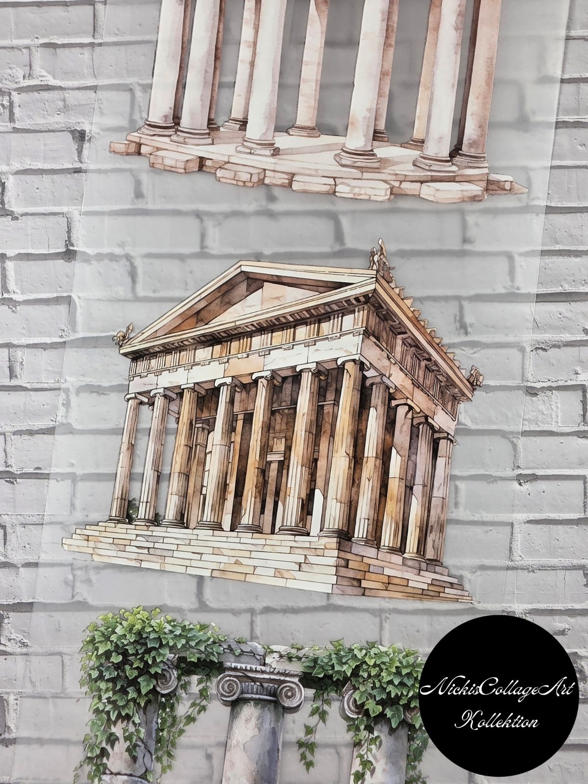 PET Tape XL 3D Stickerband NickisCollageArt Greek Temples 12cm x 1,50m