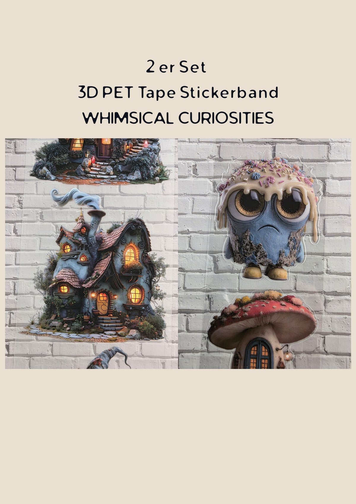 2er Set PET Tape WHIMSICAL CURIOSITIES 3D Stickerbänder Bundle