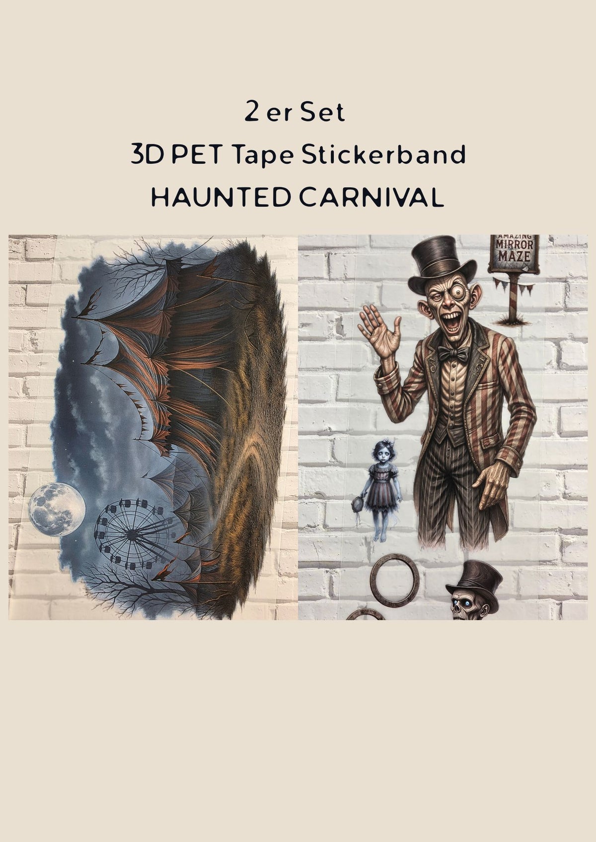 2er Set PET Tape HAUNTED CARNIVAL 3D Stickerbänder Bundle