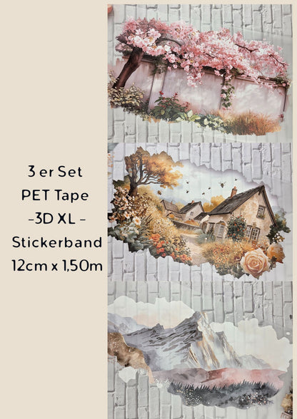 PET Tape 3er Set 3D XL Stickerbänder Bundle 12cm x 1,50m -Kollektion Februar 2026-