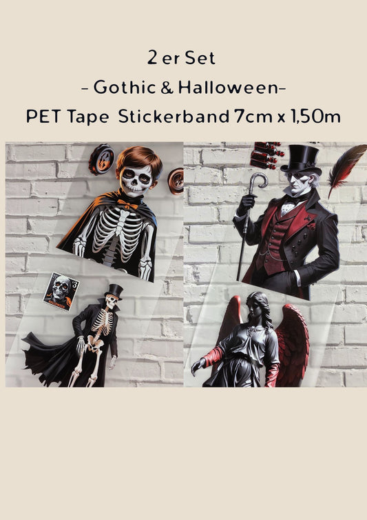 PET Tape Stickerband 2er Set Halloween & Gothic Bundle 7cm x 1,50m