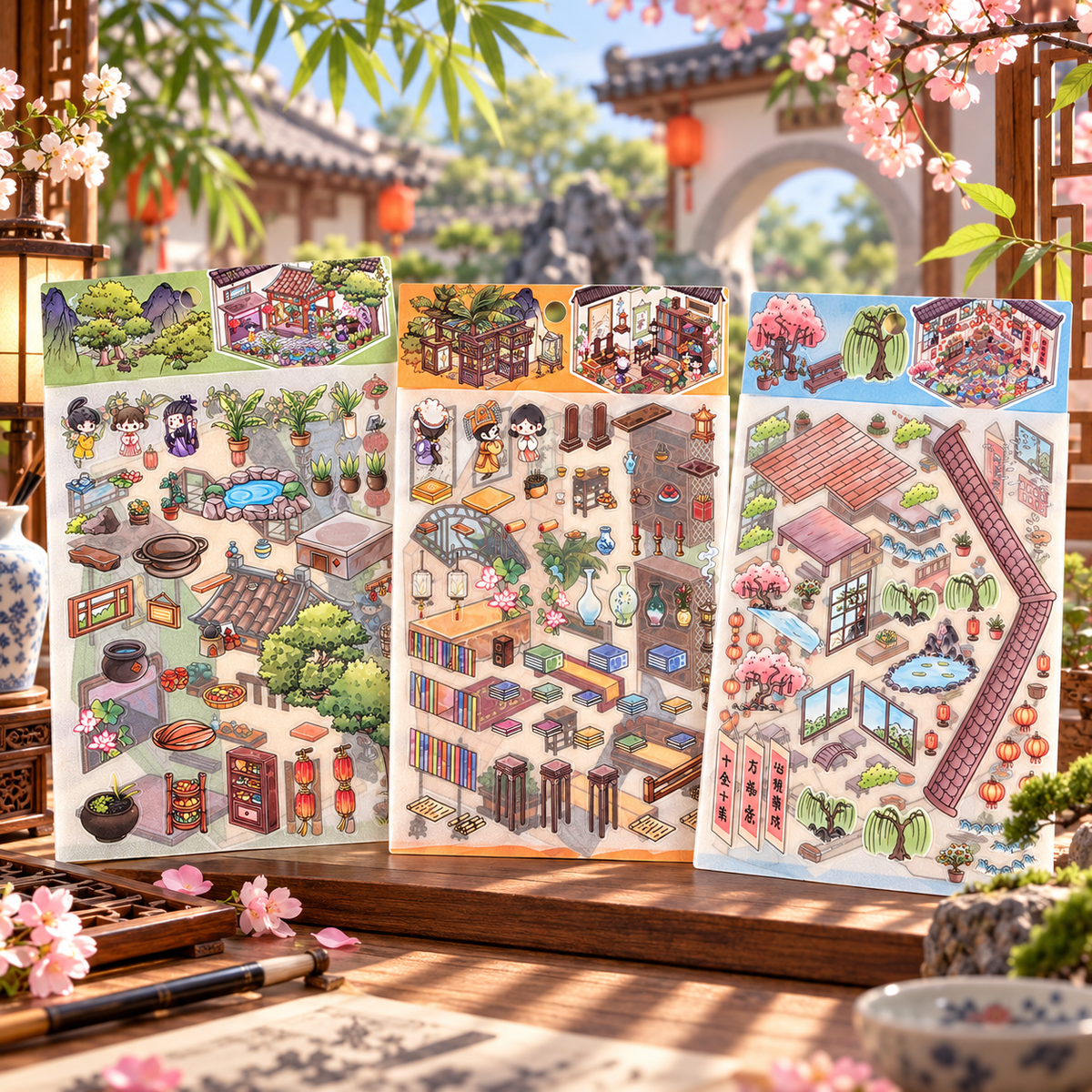 3D Scene Sticker "Alter Innenhof" Deco DIY
