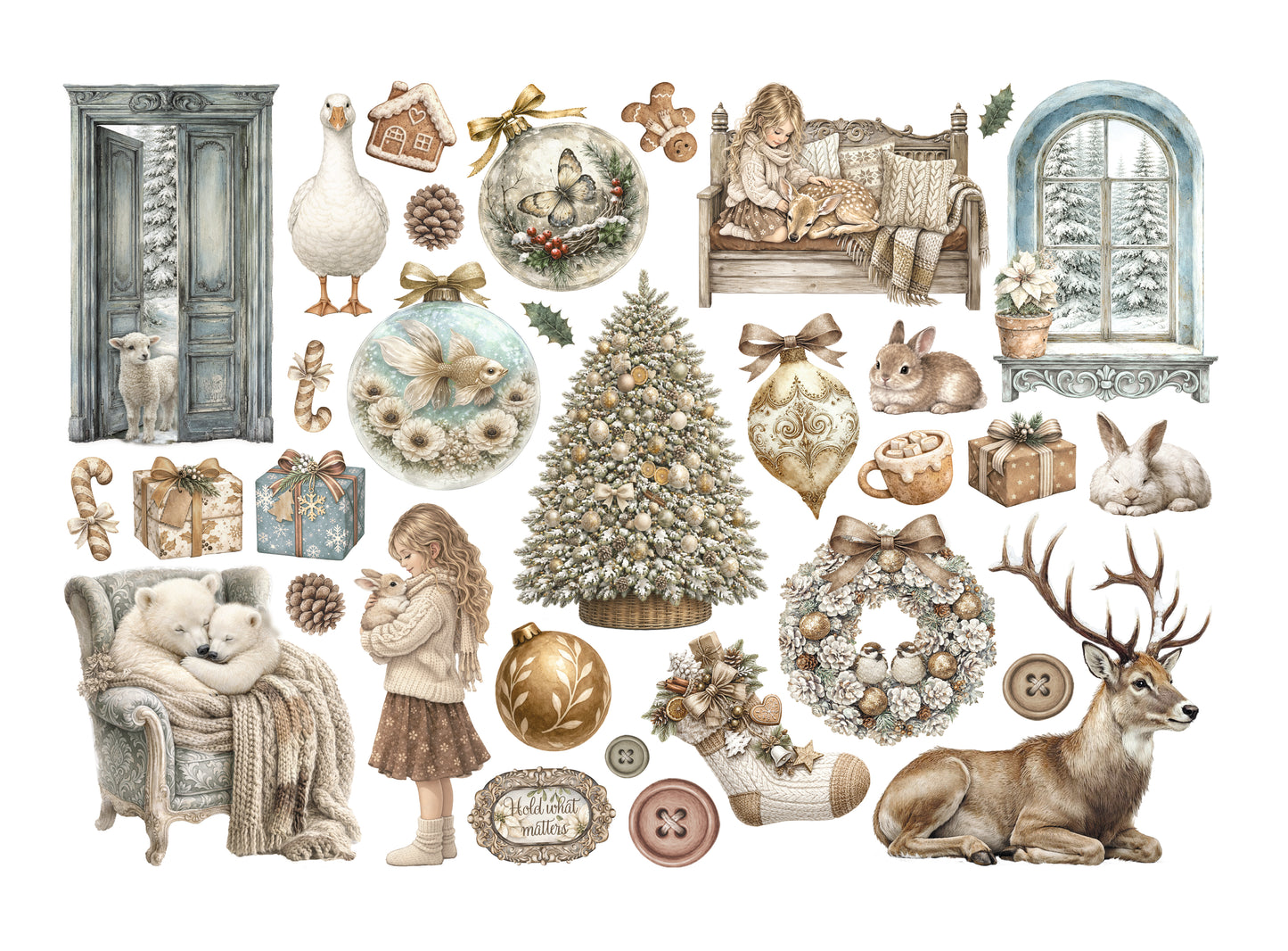 Stamperia Ephemera - White Christmas - selbstklebende Papierauschnitte