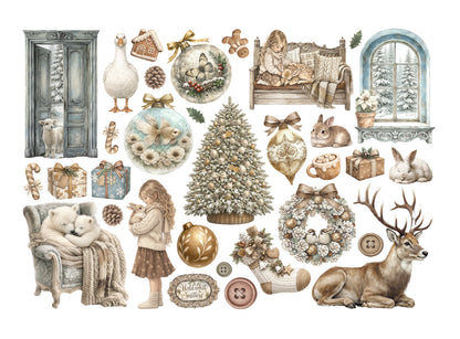 Stamperia Ephemera - White Christmas - selbstklebende Papierauschnitte