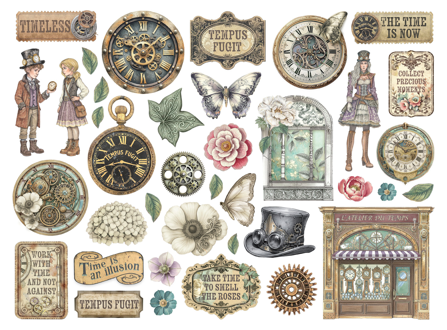 Stamperia Die Cuts - Gardens of Time Papierauschnitte