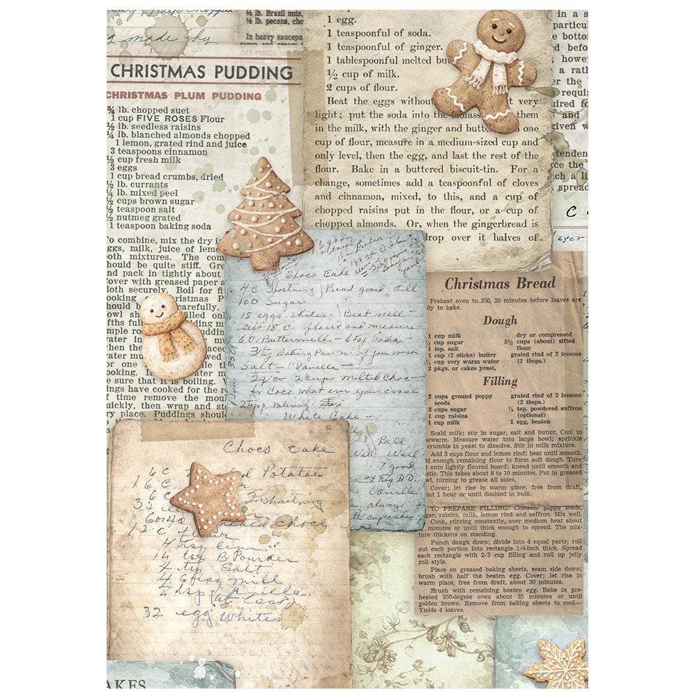 Stamperia A6 Rice Paper - White Christmas - Backgrounds