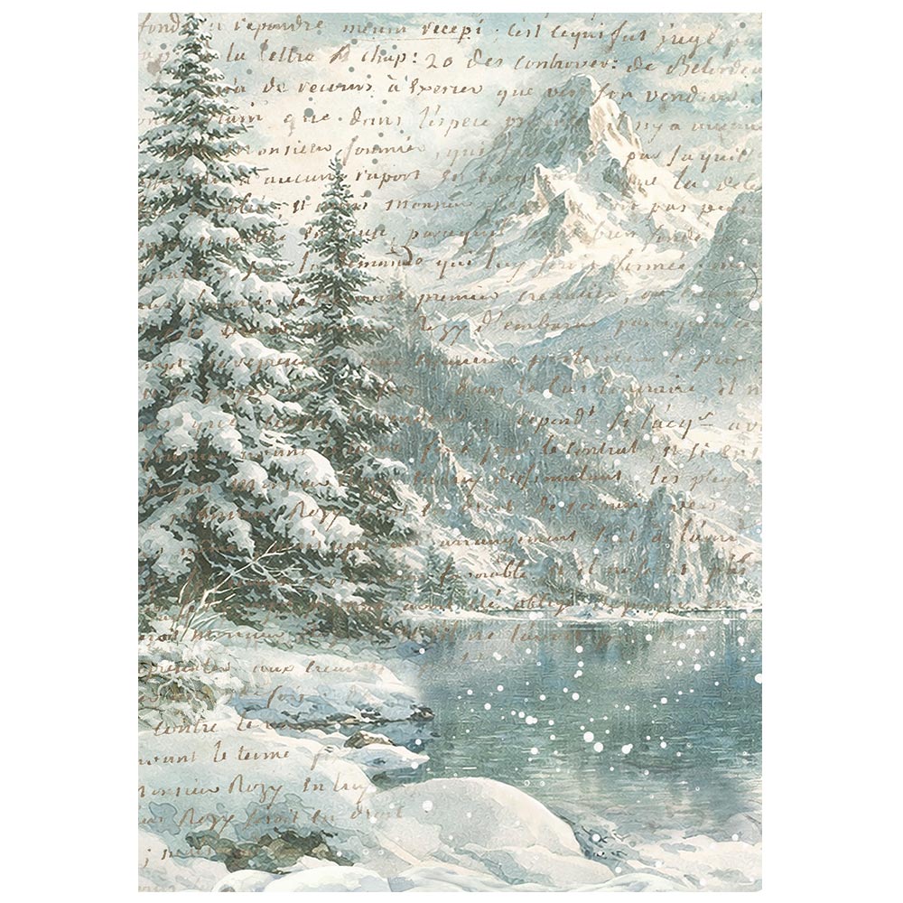 Stamperia A6 Rice Paper - White Christmas - Backgrounds