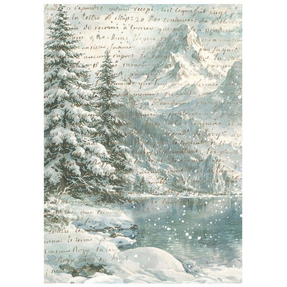 Stamperia A6 Rice Paper - White Christmas - Backgrounds