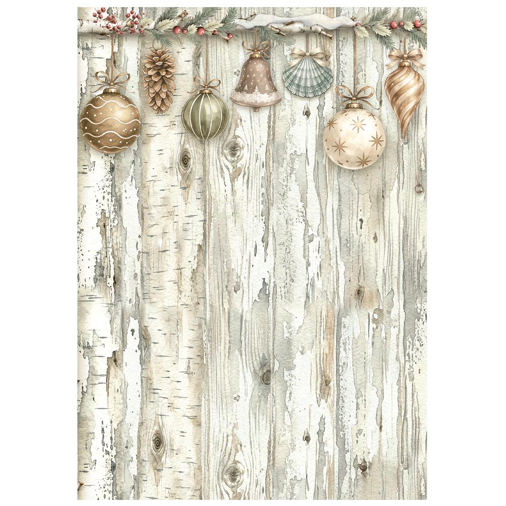Stamperia A6 Rice Paper - White Christmas - Backgrounds