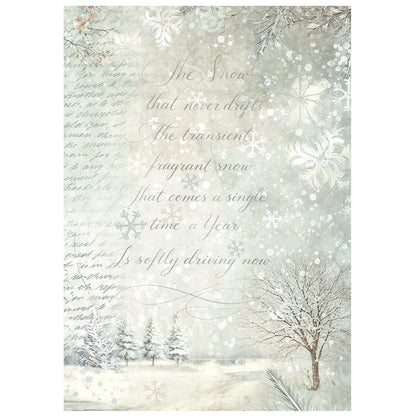 Stamperia A6 Rice Paper - White Christmas - Backgrounds