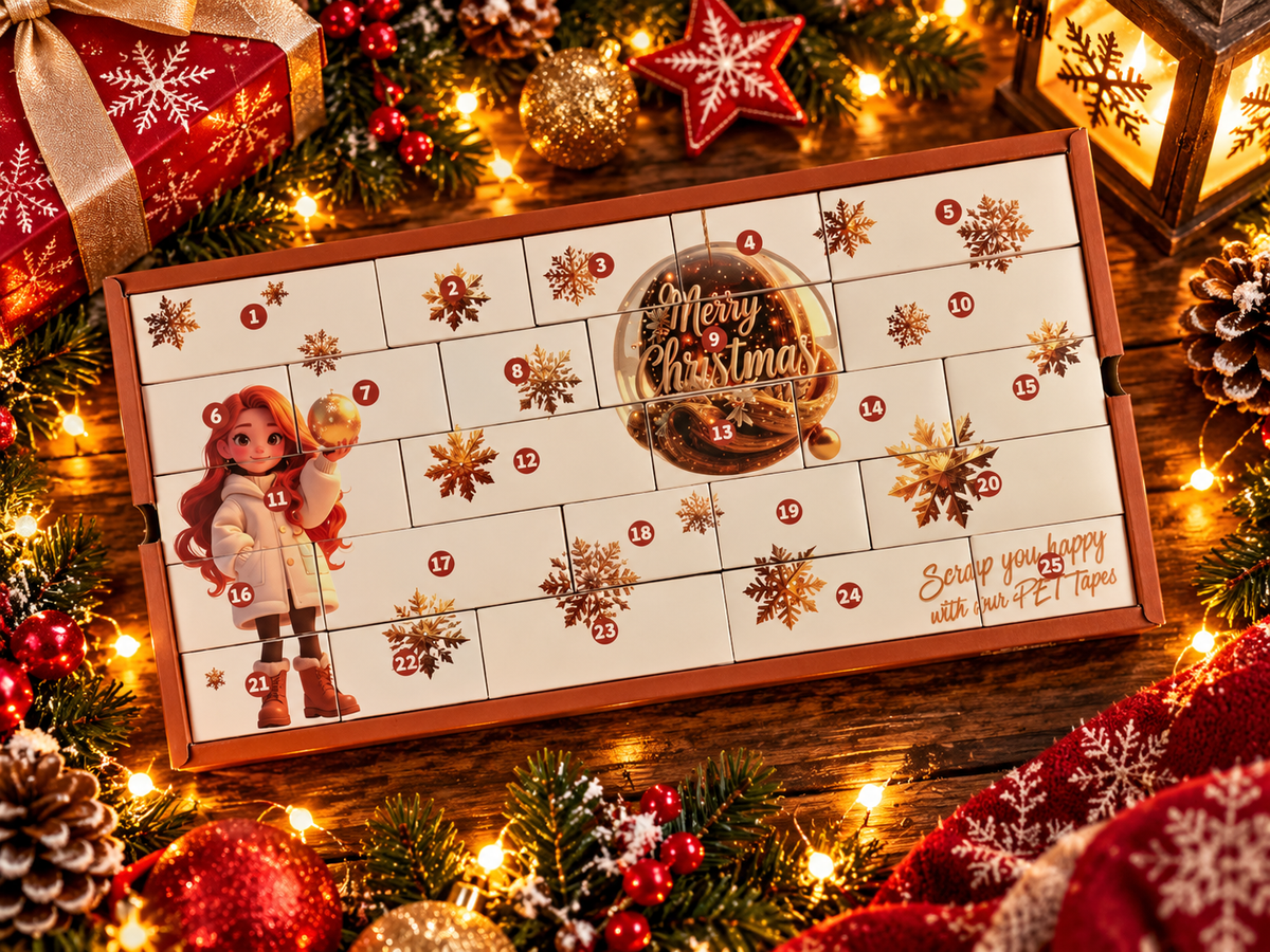 Adventskalender / Weihnachtskalender mit 25 PET Tape Stickerbändern