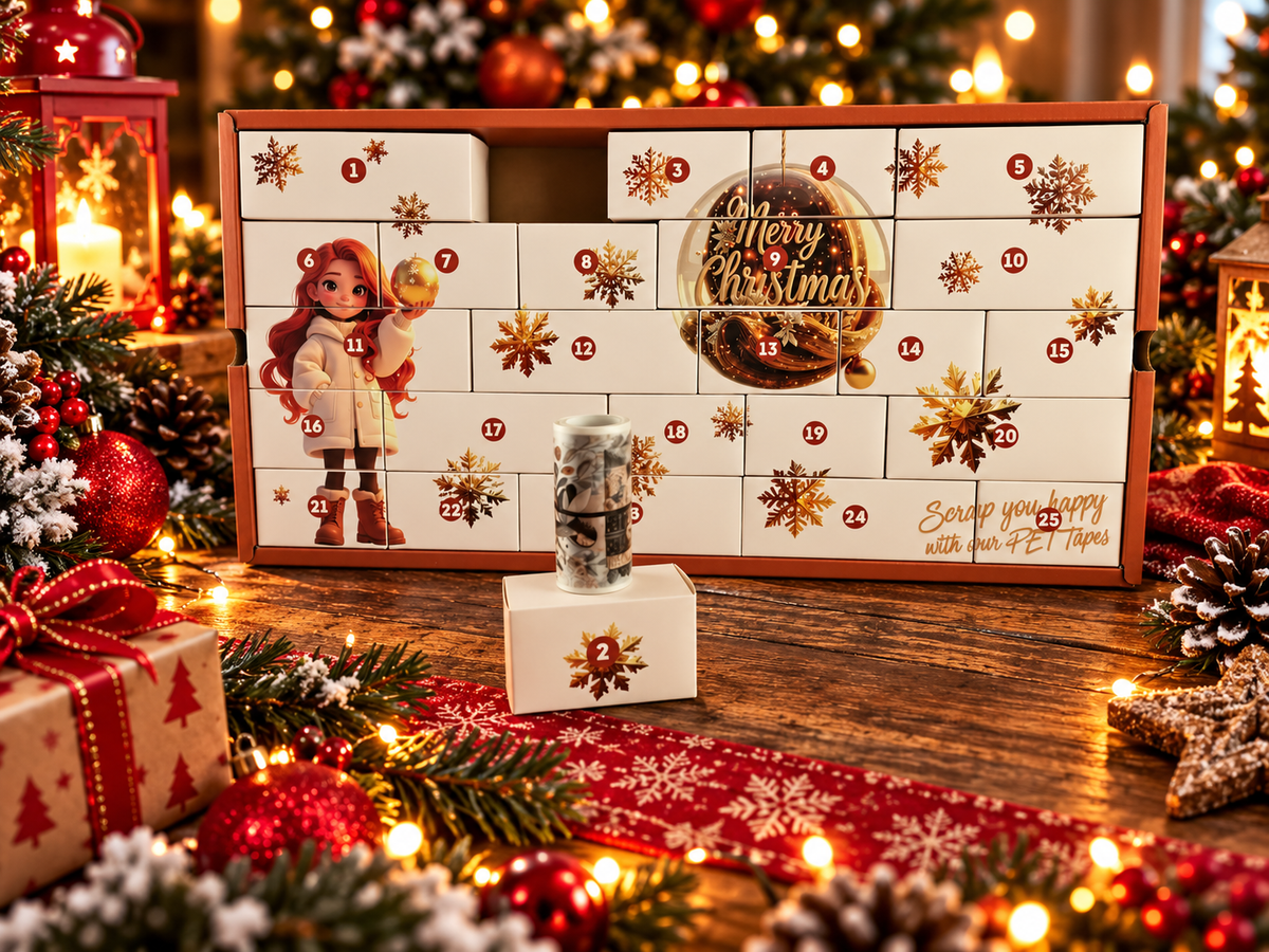 Adventskalender / Weihnachtskalender mit 25 PET Tape Stickerbändern