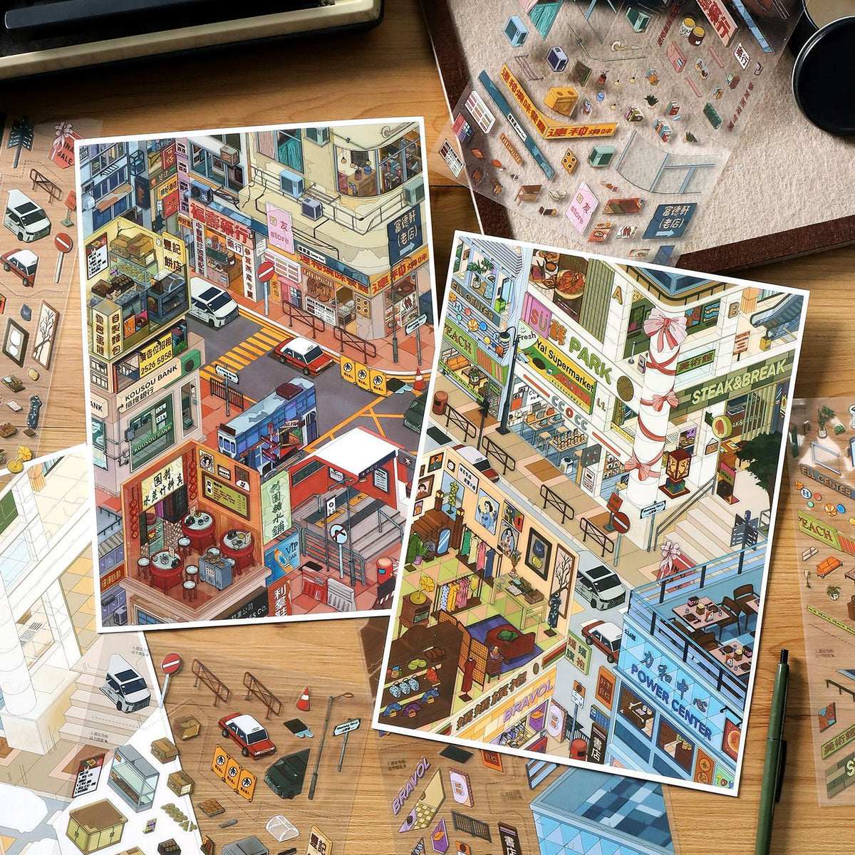 3D Scene Sticker "Port City" Deco DIY