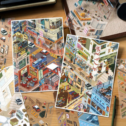 3D Scene Sticker "Port City" Deco DIY