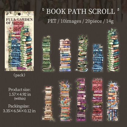 20 Stück Sticker Pack "Full Garden of Books" Aufkleber