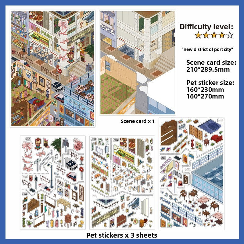 3D Scene Sticker "Port City" Deco DIY