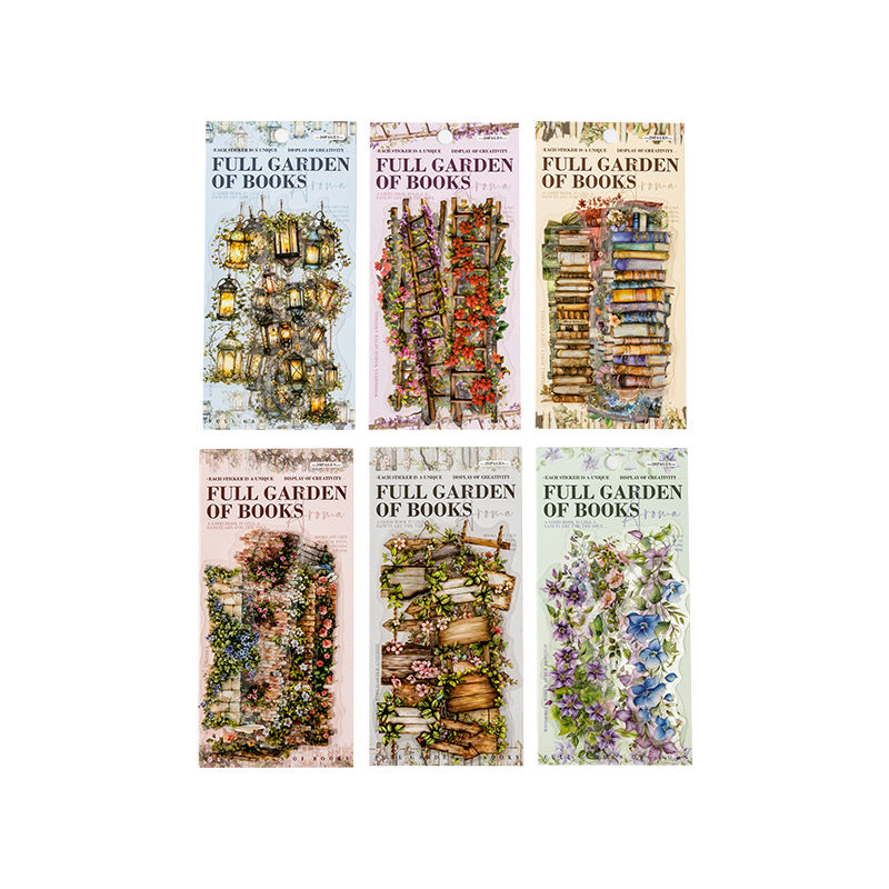 20 Stück Sticker Pack "Full Garden of Books" Aufkleber