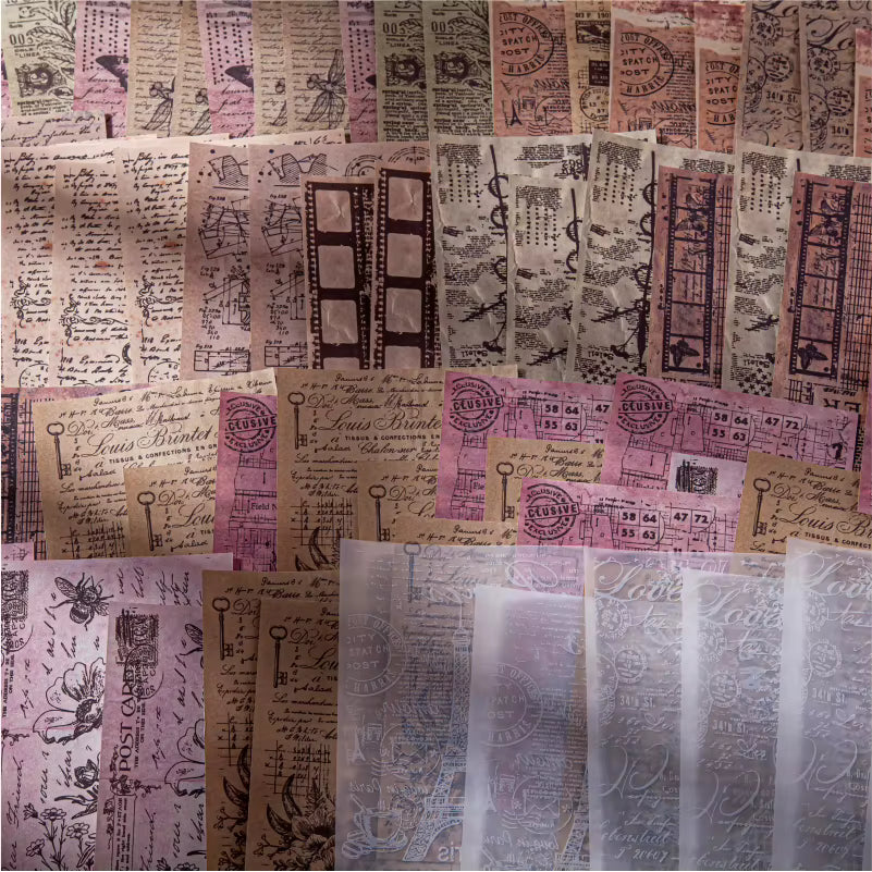 30 Stück Vintage Papier "Fragments" 10 x 14 cm - Paper Pack - Scrapbooking Zubehör -