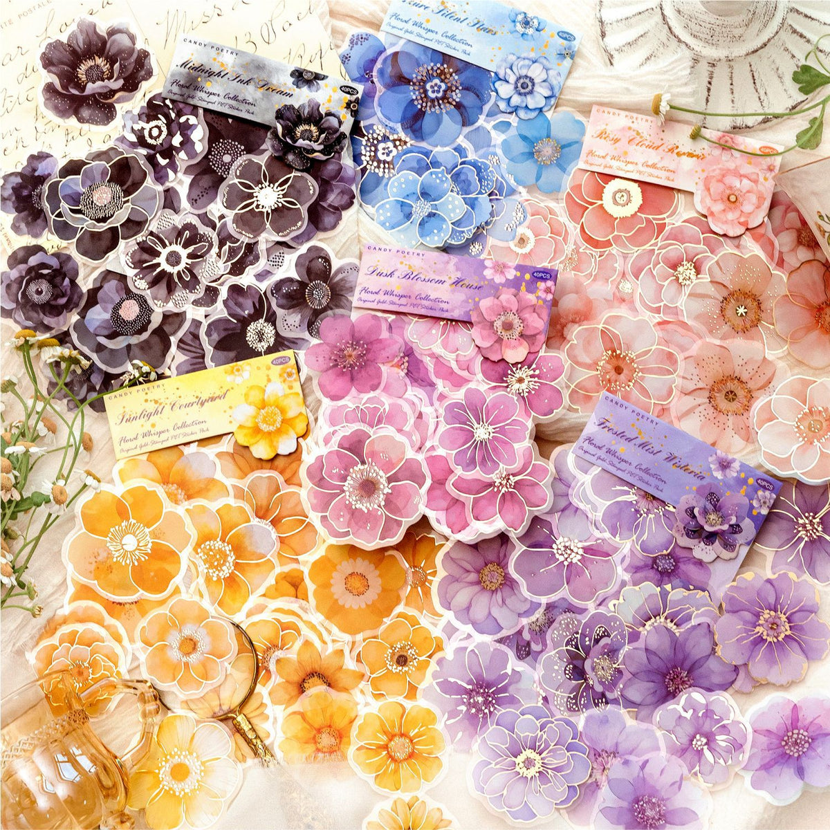 40 Stück Sticker Pack "Blüten / Blossom" Aufkleber