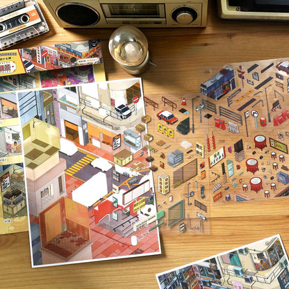 3D Scene Sticker "Port City" Deco DIY