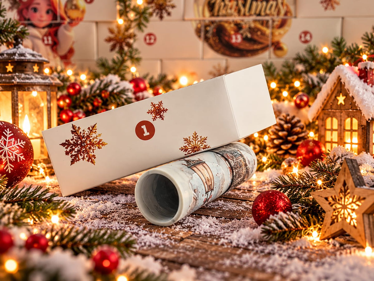 Adventskalender / Weihnachtskalender mit 25 PET Tape Stickerbändern